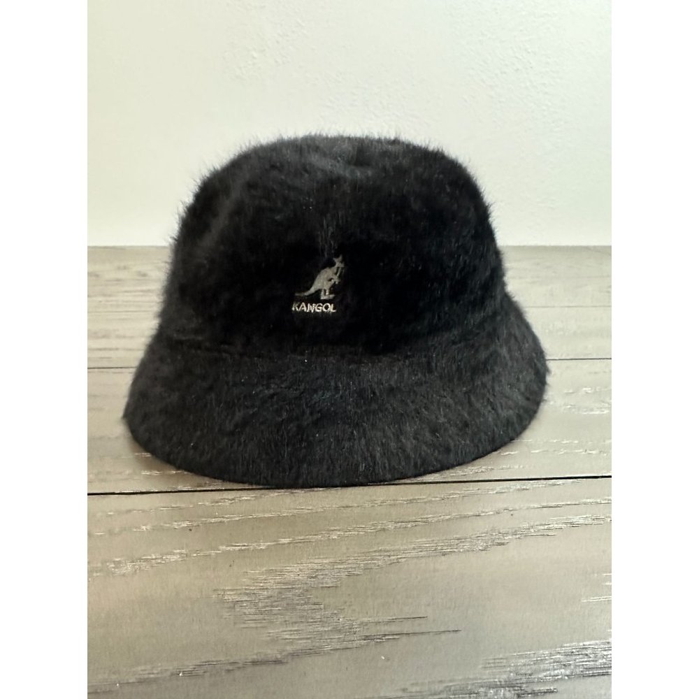 VTG KANGOL FURGORA BUCKET HAT  BLACK ANGORA RABBIT FUR BLEND Medium